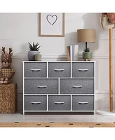Sorbus 8 Drawers Wide Dresser - Organizer Unit with Steel Frame Wood Top and handle