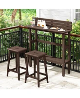 Gouun 48 Inch Patio Pub Height Table with Storage Shelf and Adjustable Foot Pads