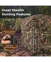 Gouun 82 Inch Tall Hunting Blind 270° One Way See Through Ground Tent for 3-4 People