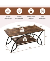 Gouun 2-Tier Faux Marble Table with Marble Top and Metal Frame