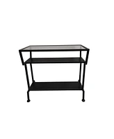 Kings Brand Furniture Dosamantes Side End Table with Storage Shelves, Black