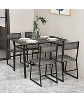 Gouun 5 Piece Dining Table Set with Storage Rack and Metal Frame