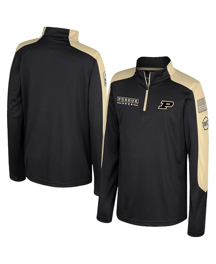 Colosseum Big Boys and Girls Black Purdue Boilermakers Oht Military Appreciation Cyclone Quarter-Zip Windshirt