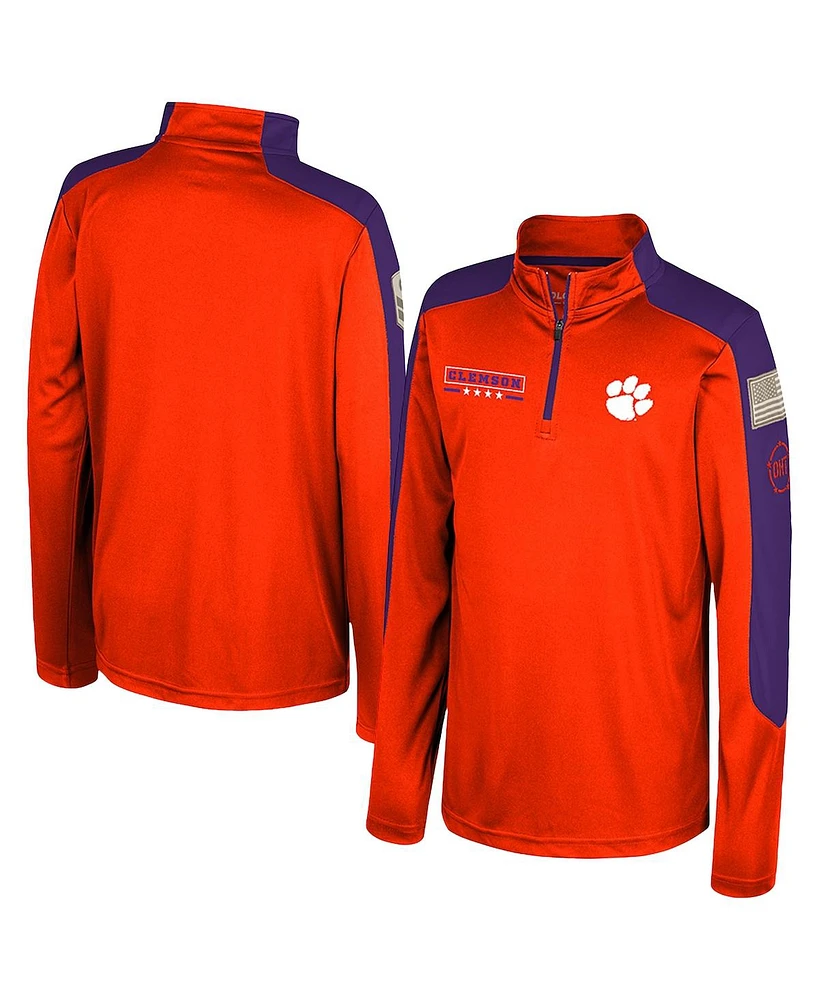 Colosseum Big Boys and Girls Orange Clemson Tigers Oht Military Appreciation Cyclone Quarter-Zip Windshirt