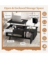 Gouun Lift Top Table with Storage and Hidden Compartment