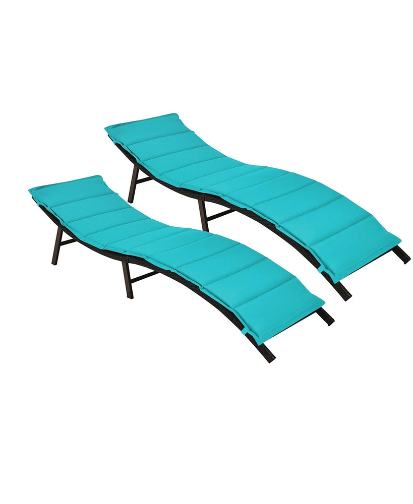 Gouun 2Pcs Folding Patio Lounger Chair