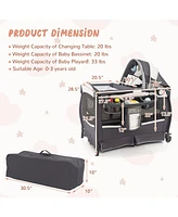 Gouun Kids 4 in 1 Portable Pack and Play Nursery Center with Bassinet-Heart
