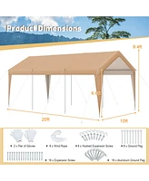 Gouun 10 x 20 Feet Patio Heavy Duty All-Weather Carport-without Sidewall