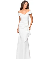 Xscape Scuba Off-The-Shoulder Gown