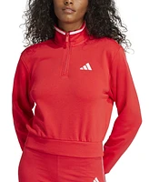 adidas Women's Essentials Color Pop French Terry Cropped Quarter Zip Top