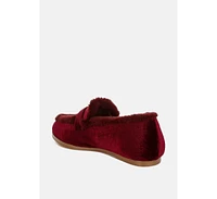 Rag & Co Bastian Fur Detail Velvet Loafers