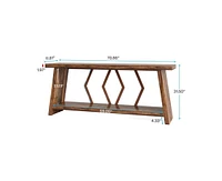 Tribesigns 70.86-Inch Farmhouse Console Table, Industrial Narrow Long Sofa Entryway Table with Storage, 2-Tier Wood Couch Foyer Accent Table for Livin