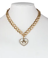 Patricia Nash Gold-Tone Imitation Pearl & Crystal Bee Still My Heart Pendant Necklace, 18" + 3" extender