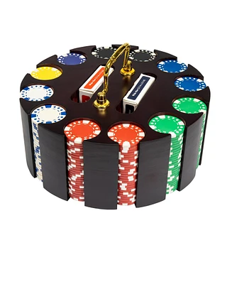 Slickblue Diamond Suited Poker Chip Set (300 Count) in Wooden Carousel