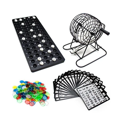 Slickblue Complete Bingo Game Set for Family Fun – Includes Cage, Balls, Cards, and Markers