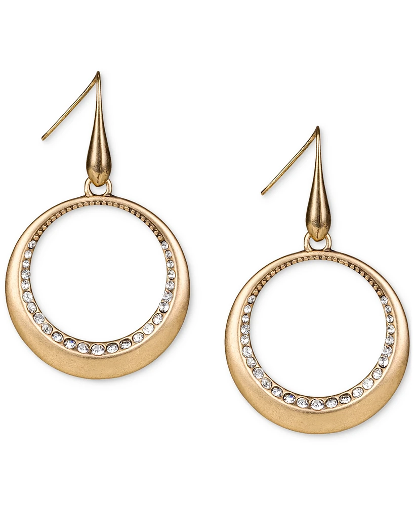 Patricia Nash Gold-Tone Crystal Pave Open Circle Drop Earrings