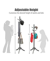 Gouun Entryway Height Adjustable Coat Stand with 9 Hooks