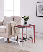 Kings Brand Furniture Launt Side Accent Table, Black Metal & Wood