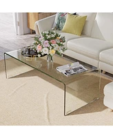 Gouun 42 x 19.7 Inch Tempered Glass Table with Rounded Edges