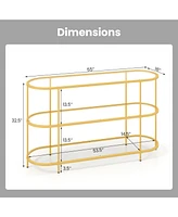 Gouun 3 Tier Tv Stand Console Table with Tempered Glass Shelves for Living Room