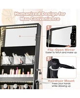 Gouun Freestanding Jewelry Cabinet with Full Length Hd Mirror