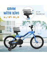 Costway 18" Led Lighted Kids Bike with Adjustable Seat Coaster Brake Training Wheels