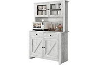 gaomon Kitchen Pantry Cabinet with Microwave Stand, Freestanding Hutch Cabinet with Buffet Cupboard