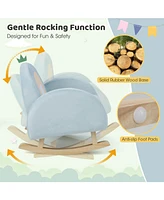 Gouun Toddler Rocking Chair with Solid Rubber Wood Frame Soft Velvet Cover