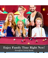 Inolait 4.5ft Folding Pool Billiard Table, Portable Pool Game Table with 2 Cue Sticks, 16 Balls, Triangle, Chalk