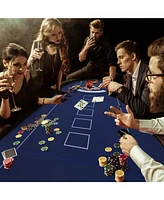 Sugift 84" 10-Player Foldable Poker Table, Portable Texas Hold em Casino Table w/Padded Rails & Cup Holders