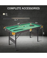 Sugift Foldable Portable Pool Table, Indoor Billiard Game Table w/2 Cues, Balls, Triangle & Chalk for Kids & Adults