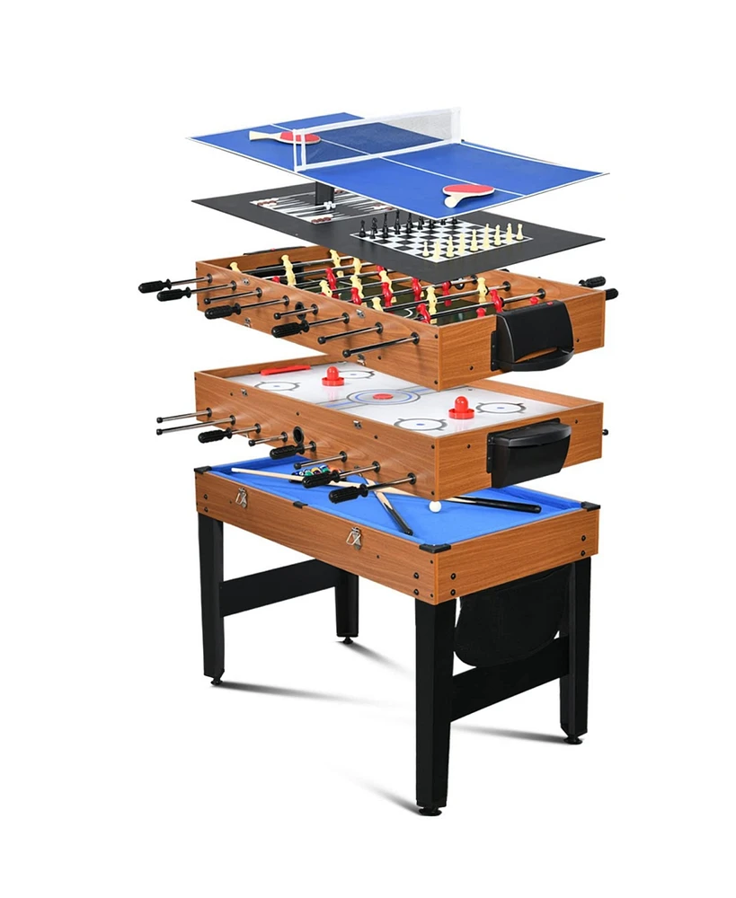 Sugift 4ft 7-in-1 Multi Game Table Set, Combo Game Table w/Hockey, Pool, Foosball & More for Family & Friends