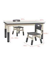 ECR4Kids Dry-Erase Rectangular Activity Table with 2 Chairs, Adjustable, Grey