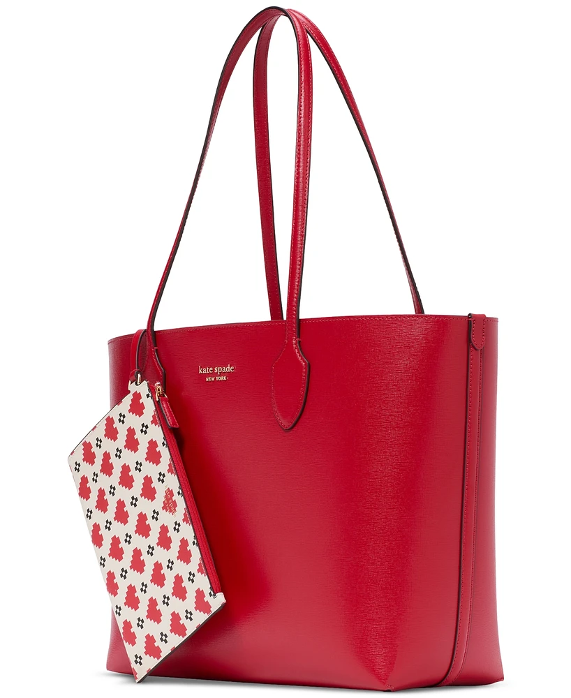 kate spade new york Bleecker Pixelated Hearts Pop Print Crossgrain Leather Medium Tote with Removable Pouch