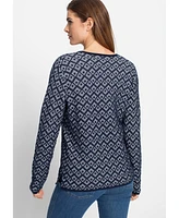 Olsen Women's Geo Intarsia Sweater