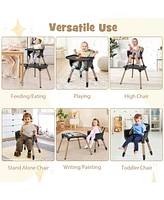 Costway Toddler 4 1 High Chair Convertible Table Set with Pu Cushion