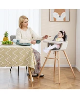 Gouun 3-in-1 Convertible Wooden High Chair with Cushion