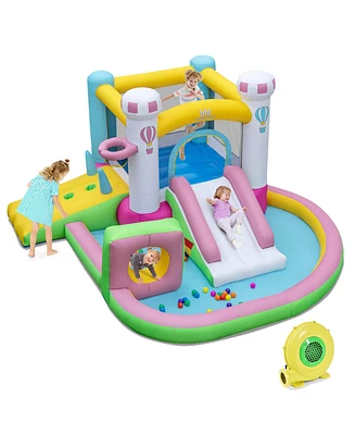 Costway Inflatable Bounce House with Slide Jumping Area Obstacle Ball Pit 502W Blower