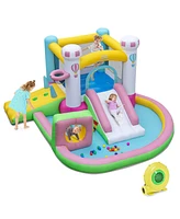 Costway Inflatable Bounce House with Slide Jumping Area Obstacle Ball Pit 502W Blower