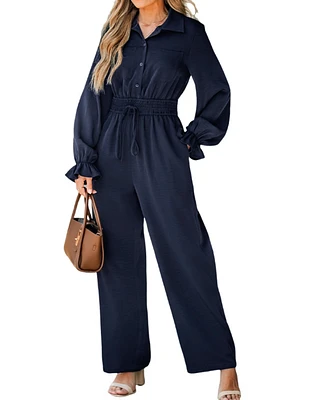 Cupshe Women's Elegant Flowy Cuff V Neck Jumpsuit, Created for Macy's