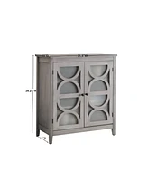 Kings Brand Furniture Folsom Wash Grey 2-Door Accent Cabinet