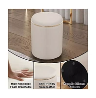 Sugift 16" Round Storage Ottoman with Lid - Natural, Handwoven Footstool for Living Room, Bedroom, Bathroom, Home Office