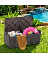 Gouun 34 Gallon Patio Storage Bench with Seat Cushion and Zippered Liner