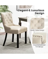 Gouun Upholstered Dining Chairs Set of 2 Tufted Wingback Chairs with Rubber Wood Legs