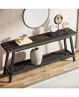 Tribesigns Farmhouse Console Entryway Table: 70.9 Inches Extra Long Console Table for Entryway, 2-Tier Narrow Wood Foyer Sofa Couch Table for Hallway,
