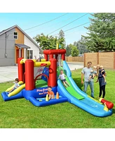 Gymax Kids Inflatable Bounce House Castle 9 in 1 Water Slide Park Without Blower