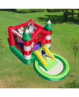 Gymax Christmas-Theme Inflatable Bounce House w/ 550W Blower Christmas Gift for Kids