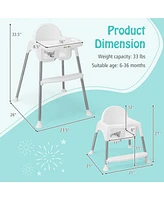 Gouun 4-in-1 Convertible Baby High Chair with Removable Double Tray