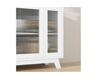 gaomon Buffet Storage Cabinet with Fluted Glass Door, 36" Modern Sideboard 2-Tier Storage,Accent for Kitchen Dining Living Room,