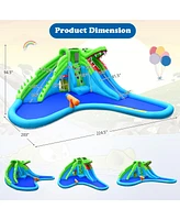 Gymax Crocodile Inflatable Water Slide Park Kids Bounce House w/ Dual Slides Without Blower